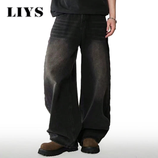 Men's Wide-Leg Baggy Jeans – Korean Streetwear, Loose Straight Fit | XS–XXL