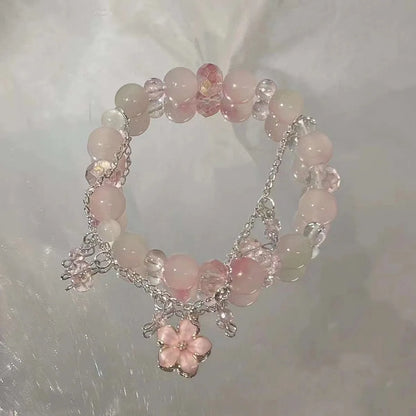 Women's Crystal Beads Bracelet | Korean Flower, Fox & Feather Tassel Friendship Jewelry Gift