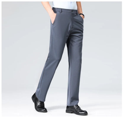 Men's Smart Casual Dress Pants – Elastic Waist Suit Trousers, Straight Fit | Sizes 29–42
