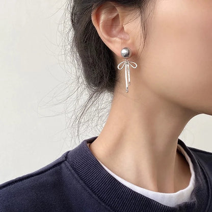 Women's Elegant Red Zircon Butterfly Drop Earrings | Sweet Metal Bow Fashion Jewelry for Girls