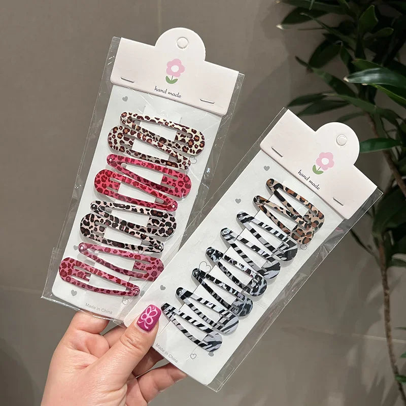 Leopard Print Hair Clips Set – 8 Pcs Vintage BB Clips & Barrettes
