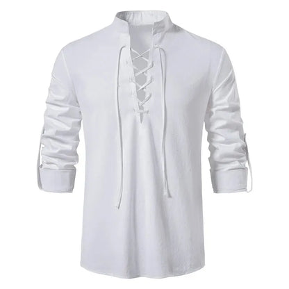 King Billion Men's Cotton Linen Shirt – Casual Long Sleeve V-Neck | S–XXXL