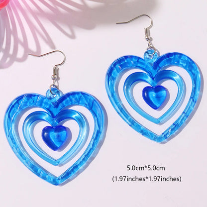Y2K Heart Drop Earrings in Acrylic and Silver