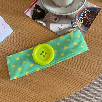 Vintage Polka Dot Button Headband for Women