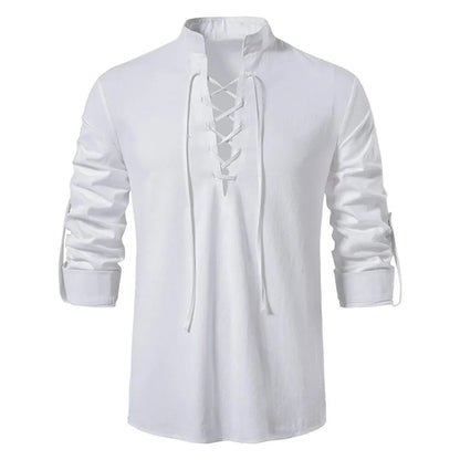 King Billion Men's Cotton Linen Shirt – Casual Long Sleeve V-Neck | S–XXXL