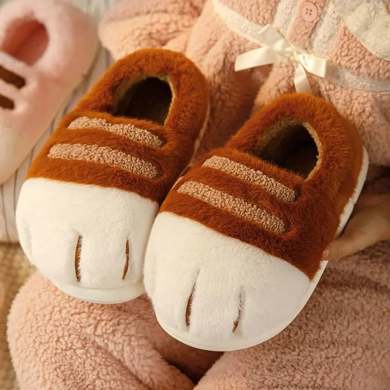 3D Cat Claw Slippers – Cozy Winter Indoor Shoes for Women