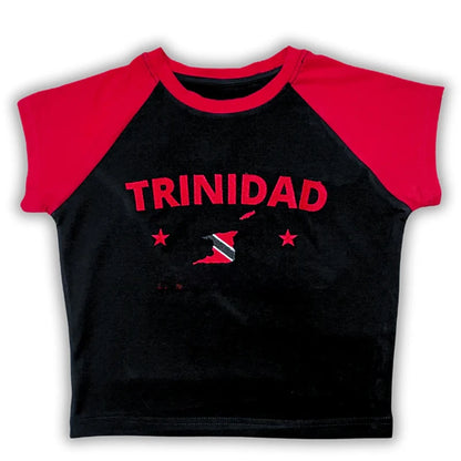 Caribbean Islands Embroidered Graphic Crop Top for Women