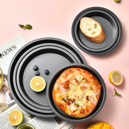 Non-Stick Carbon Steel Pizza Pan | 6–10 inch Black Baking Pan for Oven, Microwave & Chip Tray
