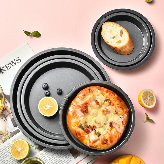 Non-Stick Carbon Steel Pizza Pan | 6–10 inch Black Baking Pan for Oven, Microwave & Chip Tray