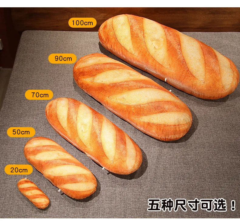 French Bread Plush Pillow | Stuffed Food Plushie Sleeping Companion & Party Prop