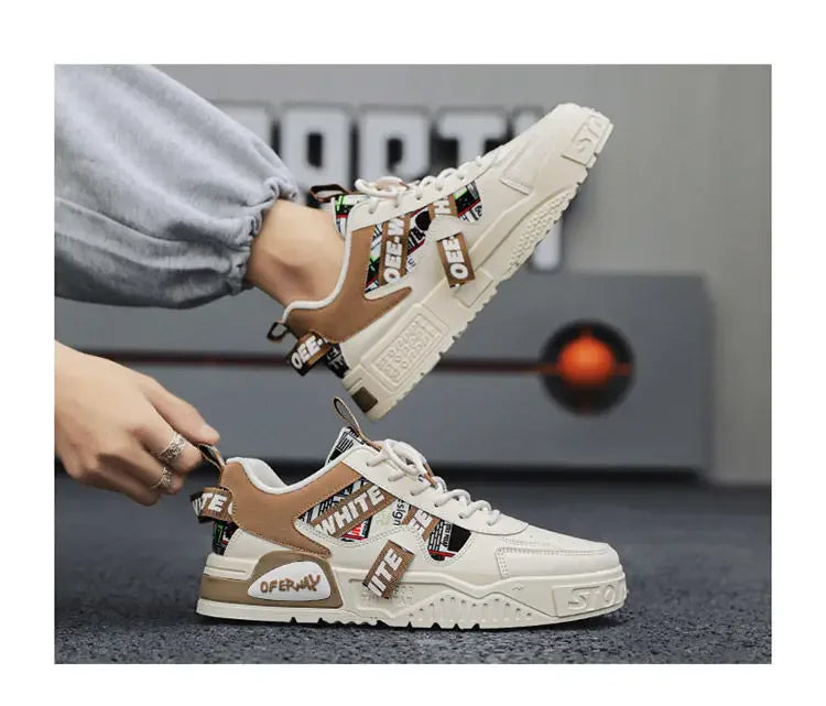 Breathable Lace Up Leather Casual Sneakers for Men