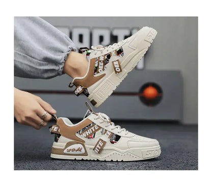 Breathable Lace Up Leather Casual Sneakers for Men