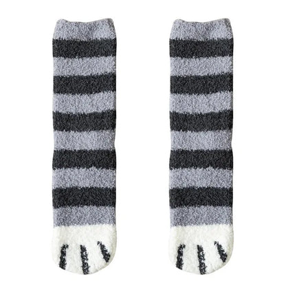 Women's Kawaii Novelty Socks – Cute 3D Dog & Cat Paw Print Fleece Socks