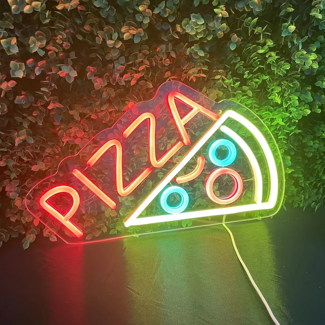 Pizza Neon LED Sign | USB Powered Pizza Shape Light for Restaurant, Kitchen & Party Decor