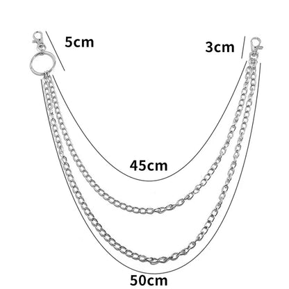 Metal Belt Chain | HipHop Rock Punk Hook Wallet Chain Keychain Ring Clip Jewelry
