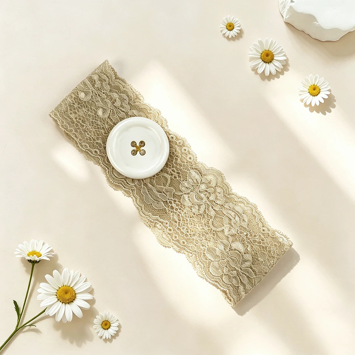 Vintage Polka Dot Button Headband for Women