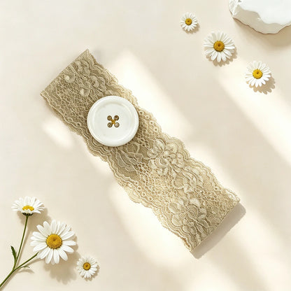 Vintage Polka Dot Button Headband for Women