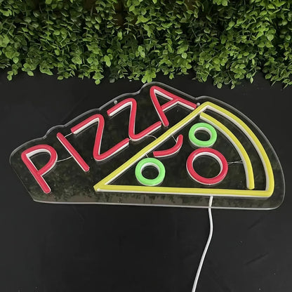 Pizza Neon LED Sign | USB Powered Pizza Shape Light for Restaurant, Kitchen & Party Decor