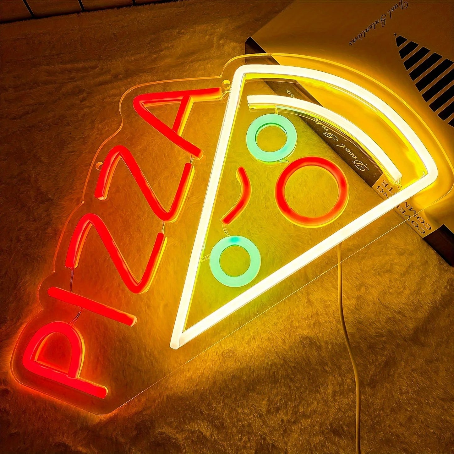 Pizza Neon LED Sign | USB Powered Pizza Shape Light for Restaurant, Kitchen & Party Decor