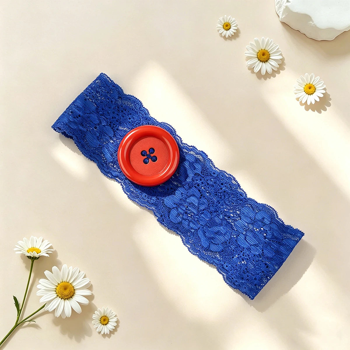 Vintage Polka Dot Button Headband for Women