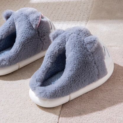 Cartoon Embroidered Plush Slippers – Women's Cozy Indoor House Shoes