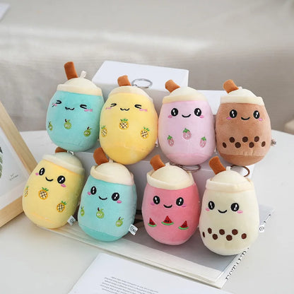 Bubble Tea Boba Plush Toy | Soft Stuffed Milk Cup Plushie Pillow & Keychain Pendant for Kids