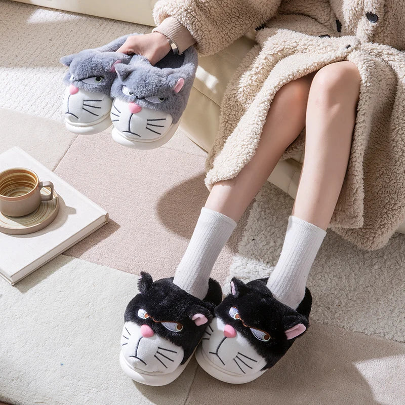Cartoon Embroidered Plush Slippers – Women's Cozy Indoor House Shoes