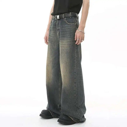 Vintage Wide-Leg Jeans – Men's Camo & Washed Denim