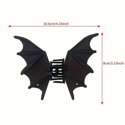 Gothic Bat Hair Clip | Matte Black Punk Animal Print Hairpin for Women & Halloween Party