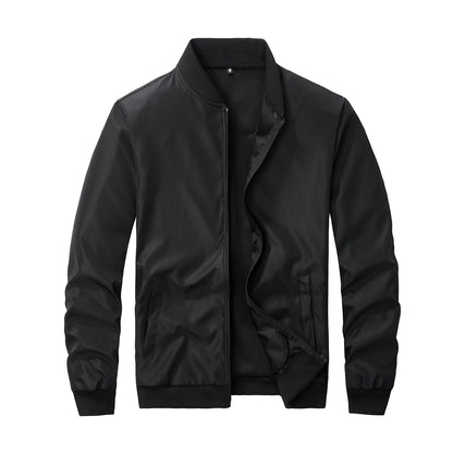 Men's Baseball Collar Zip-Up Jacket – Lightweight Casual Coat, Loose Fit | S–XL
