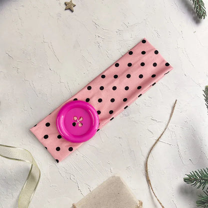 Vintage Polka Dot Button Headband for Women