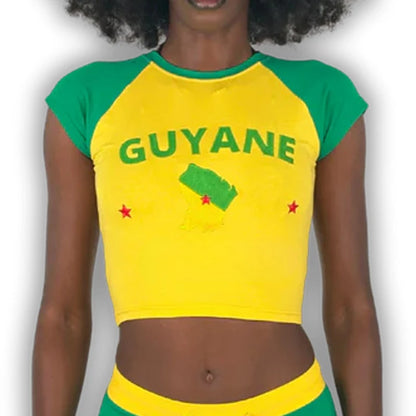 Caribbean Islands Embroidered Graphic Crop Top for Women