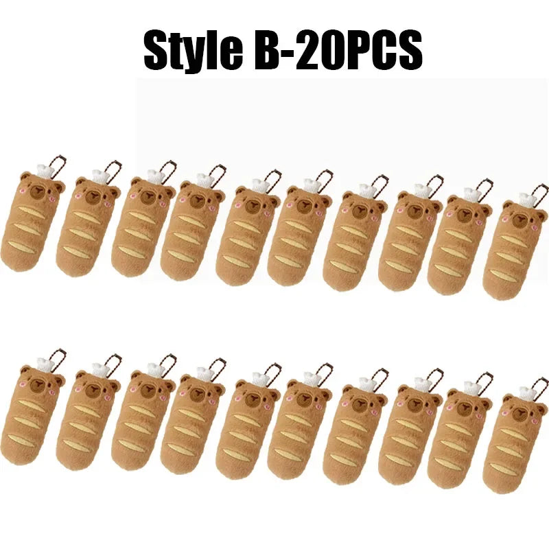 Cartoon Capybara & Croissant Plush Keychain | Soft Bread Food Stuffed Hanging Accessory