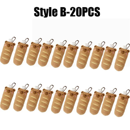 Cartoon Capybara & Croissant Plush Keychain | Soft Bread Food Stuffed Hanging Accessory