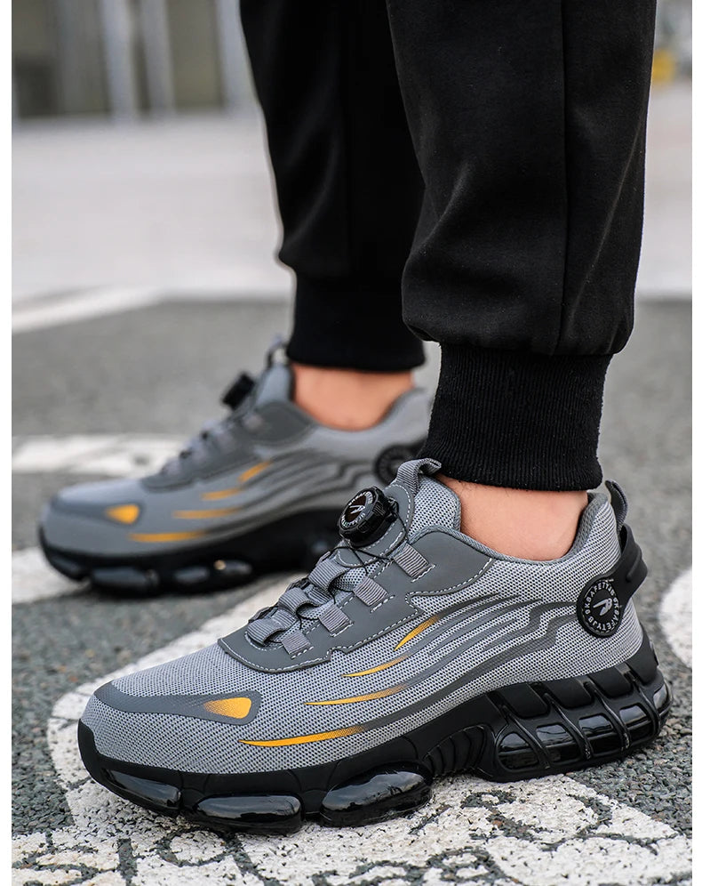 Steel Toe Safety Shoes for Men Lace Free Breathable