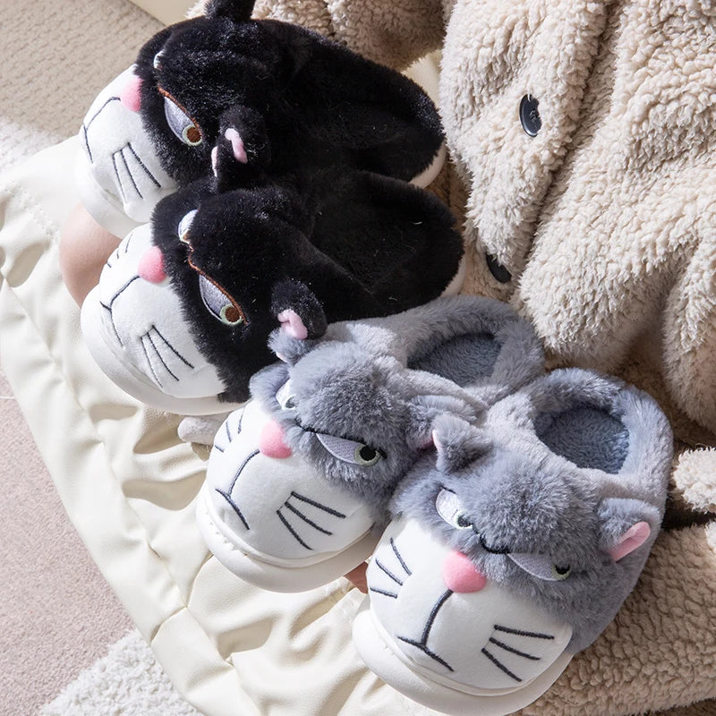 Cartoon Embroidered Plush Slippers – Women's Cozy Indoor House Shoes