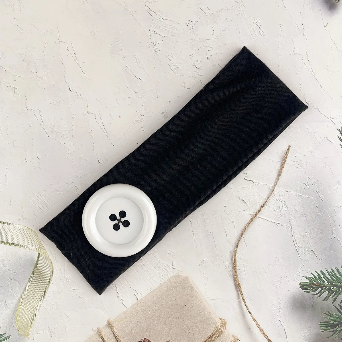 Vintage Polka Dot Button Headband for Women