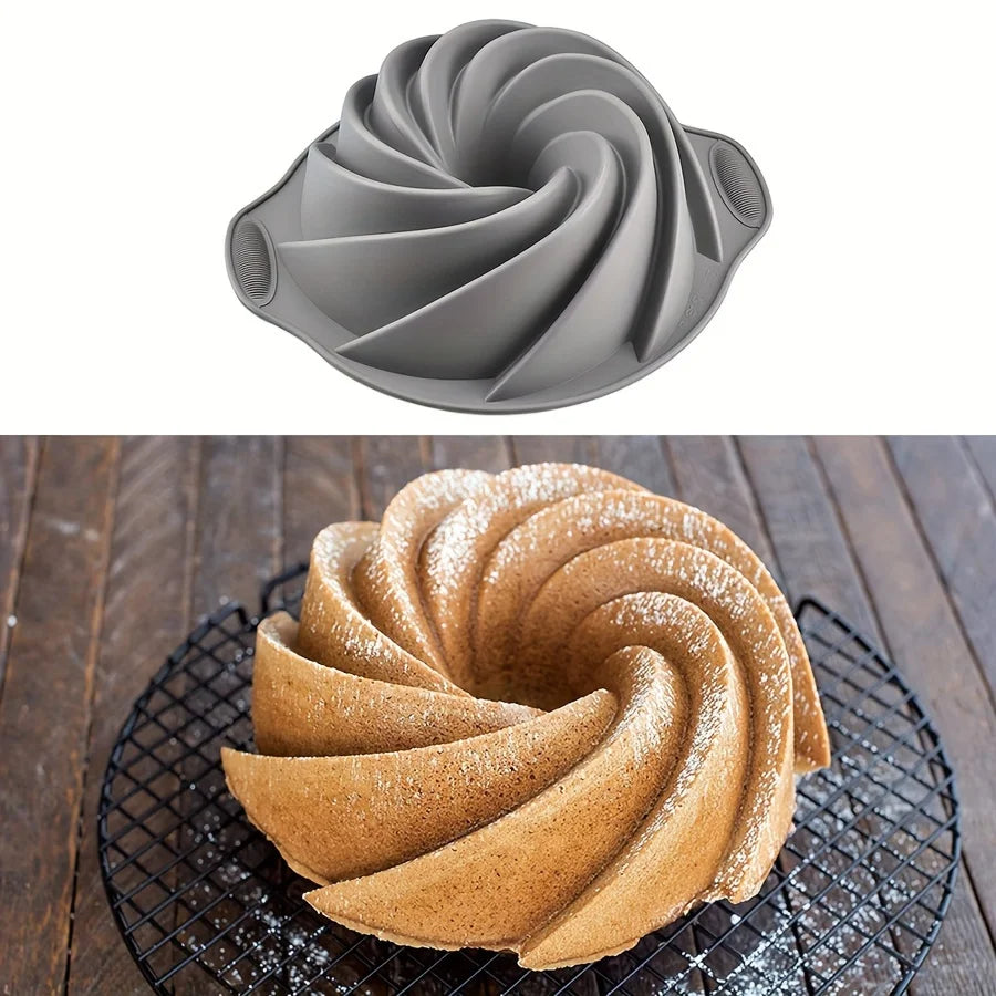 Silicone Cyclone Cake Mold – Non-Stick Oven & Steamer Baking Pan