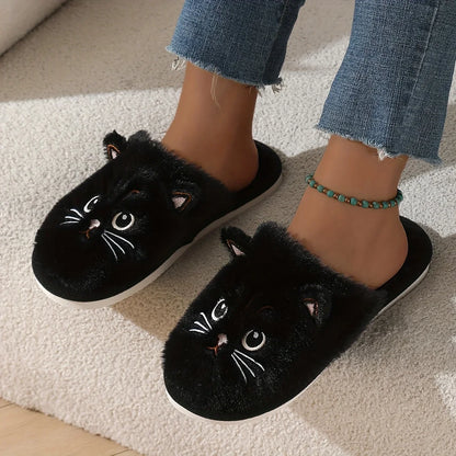 Plush Cat Slippers – Cozy Winter Indoor House Shoes with Non-Slip EVA Sole Men and Women