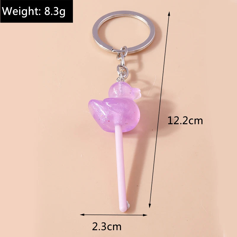 3D Simulation Food Keychain – Cute Resin Lollipop, Donut & Snack Key Ring Charms