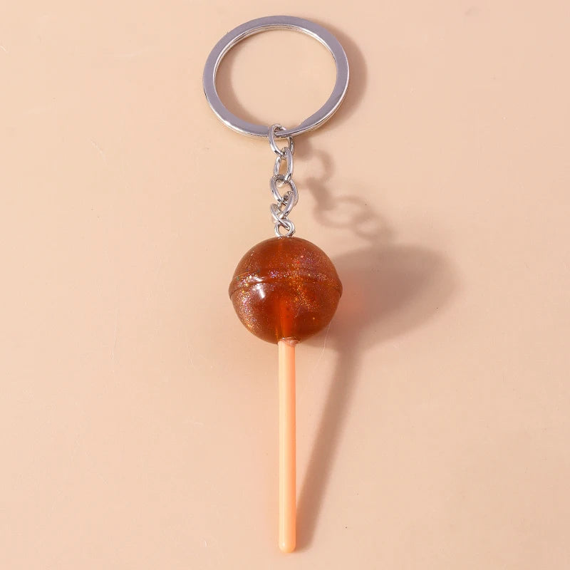 3D Simulation Food Keychain – Cute Resin Lollipop, Donut & Snack Key Ring Charms