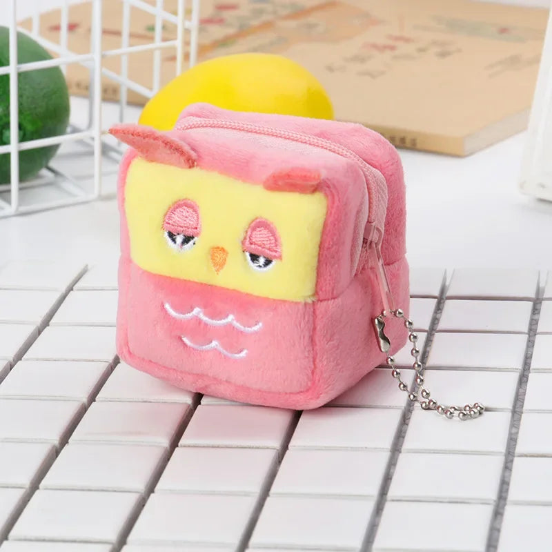 Plush Cartoon Animal Coin Purse with Zipper
