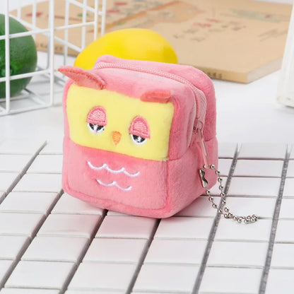 Plush Cartoon Animal Coin Purse with Zipper
