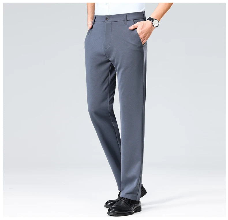 Men's Smart Casual Dress Pants – Elastic Waist Suit Trousers, Straight Fit | Sizes 29–42