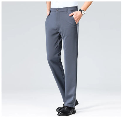 Men's Smart Casual Dress Pants – Elastic Waist Suit Trousers, Straight Fit | Sizes 29–42