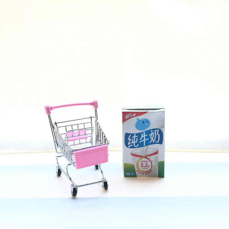 1:48 Mini Supermarket Shopping Cart | Metal Desktop Toy & Home Décor Miniature