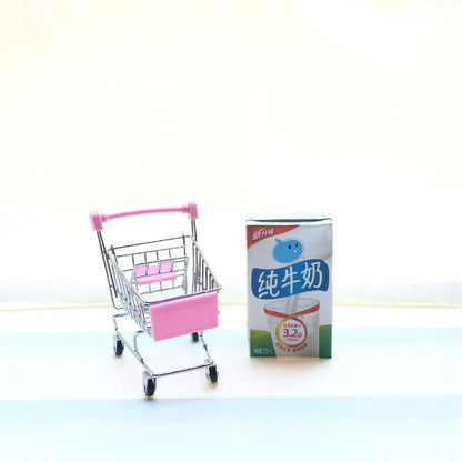 1:48 Mini Supermarket Shopping Cart | Metal Desktop Toy & Home Décor Miniature