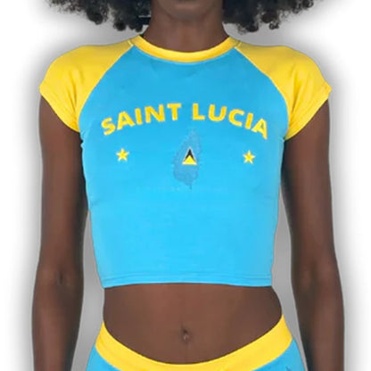 Caribbean Islands Embroidered Graphic Crop Top for Women