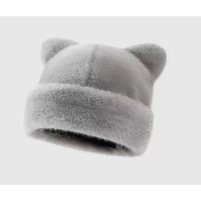 Women's Plush Teddy Bear Beanie – Cute Animal Print Knit Hat | Warm & Cozy