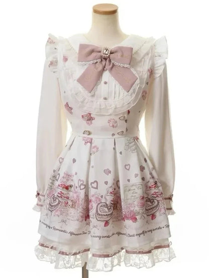 Gothic Lolita Bow Dress and Shorts Set with Sailor Collar